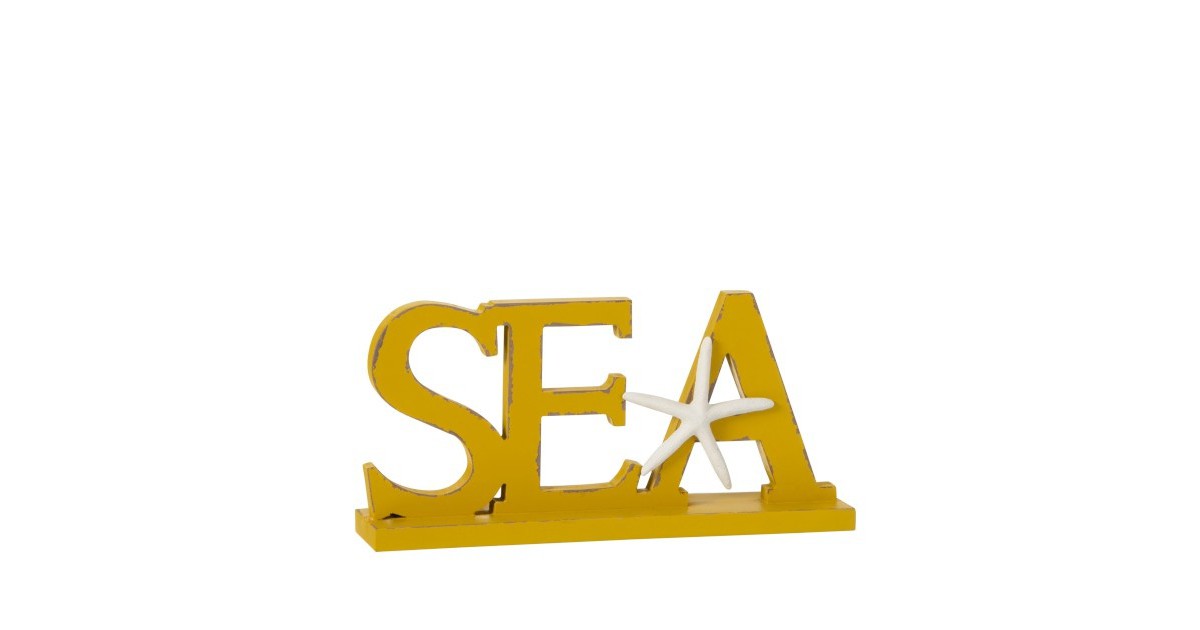 J-Line Decoratie Letters Sea Op Voet Hout - Geel