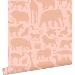 ESTAhome behang dieren terracotta roze - 0.53 x 10.05 m - 139789