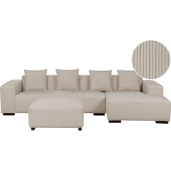 LUNGO - Hoekbank met ottomaan - Beige - Linkerzijde - Corduroy