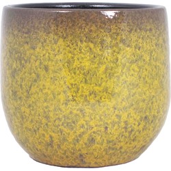 Bloempot goud geel flakes keramiek voor kamerplant H14 x D16 cm - Plantenpotten