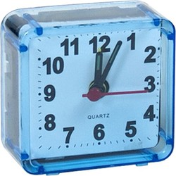 Gerimport Reiswekker/alarmklok analoog - licht blauw - kunststof - 6 x 3 cm - klein model - Wekkers