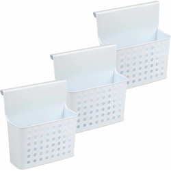 3x Badkamer/keuken hangmandjes/organizers wit/lichtblauw 26 cm - Opbergmanden