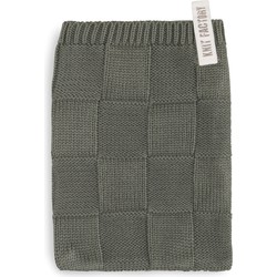 Knit Factory Gebreide Washandje Ivy - Khaki - 12x24 cm - Katoen