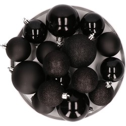 Kerstversiering set kerstballen zwart 6 - 8 cm - pakket van 48x stuks - Kerstbal
