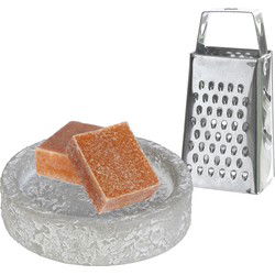 Ideas4seasons Amberblokjes/geurblokjes cadeauset - amber geur - inclusief schaaltje en mini rasp - Amberblokjes