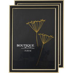 H&S Collection Fotolijstje voor een foto van 21 x 30 cm - 2x - zwart/goud - luxe uitstraling - Fotolijsten