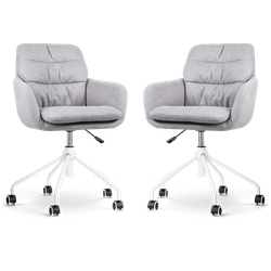 Nout-Mia bureaustoel grijs - wit onderstel - set van 2