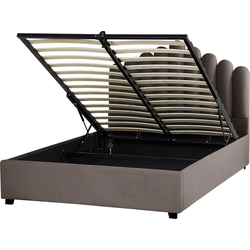 Beliani VINCENNES - Tweepersoonsbed-Beige-Fluweel