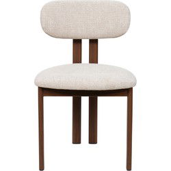 Eetkamerstoel Walnoot/Beige - Zithoogte 49cm - Noor - Set van 2