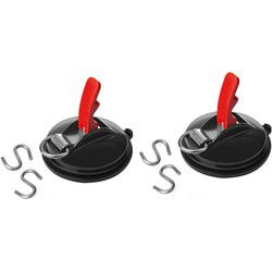 2x proplus zuignapbevestiging - met ring - 2 s-haken - 11 cm - tot 10 kg - Handdoekhaakjes