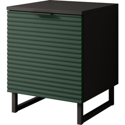 Meubella Nachtkastje Delgado - Mat zwart - Groen - 40 cm