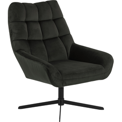 RebellenClub Brylle Fauteuil - Fluwelen Bekleding - Draaibaar - Mat Zwart Frame