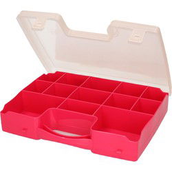 Plasticforte Opbergkoffer - 13-vaks - roze - 27,5 x 20,5 cm - Opbergbox