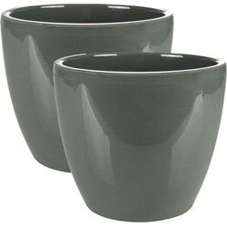 Ter Steege Bloempot - 2x - antraciet - Scandinavisch - 16 x 13 cm - Plantenpotten