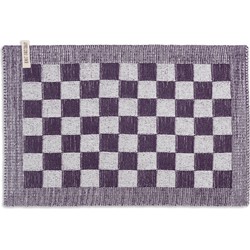 Knit Factory Gebreide Placemat - Onderlegger Block - Ecru/Paars - 50x30 cm