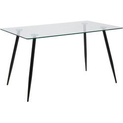 Eettafel Rechthoek Glas - 140x80x75cm - Willy