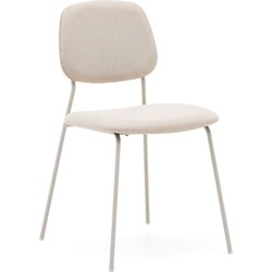 Kave Home - Benilda stapelstoel beige met eikenfineer en staal beige afgewerkt FSC Mix Credit