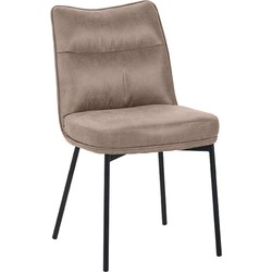 LABEL51 Eetkamerstoel Lennon - Taupe - Micro Suede - Black Frame