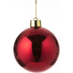 1x Grote kunststof decoratie kerstbal rood 20 cm - Kerstbal