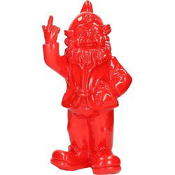 Stoobz design Tuinkabouter - rood - fuck you middelvinger - 30 cm - Tuinbeelden