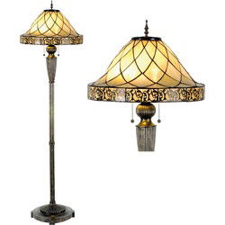 LumiLamp Tiffany Vloerlamp  Ø 46x168 cm  Beige Glas Driehoek Staande Lamp