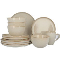 Servies 16 delig 4-persoons - Reactive Glaze Creme