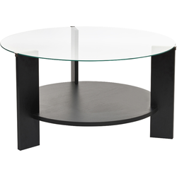 Salontafel met 2 bladen, waarvan één van gehard glas Ø75 cm - CLARA
