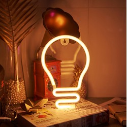 Groenovatie LED Neon Wandlamp "Lampje", Op Batterijen en USB, 26x20x2cm, Warm Wit