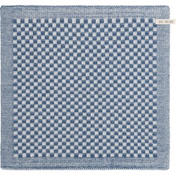 Knit Factory Keukendoek Cubes - Ecru/Jeans - 50x50 cm