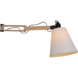 Mexlite - wandlamp - Dion - naturel - hout linnen - bedlampje - E14 - 8853BE
