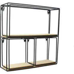 Planken 4 stuks hout en metaal - H38 cm