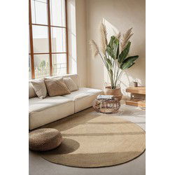 Rond Jute vloerkleed - Braided Rangpur - Ivoor / Creme - 140cm rond Ø