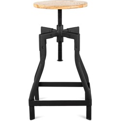 Benoa Dale Iron Revolving Stool 35 cm Iron stand black, wooden standaard finish