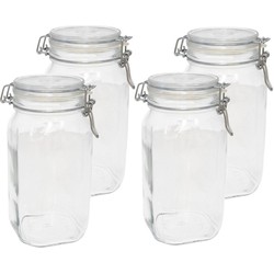 6x Glazen confituren potten/weckpotten 1,5 liter met beugelsluiting en rubberen ring - Weckpotten