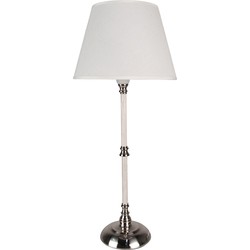 Clayre & Eef Tafellamp  Ø 27x63 cm  Beige Wit Ijzer Textiel Rond Bureaulamp