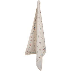 Clayre & Eef Theedoek 50x70 cm Beige Blauw Katoen Kip en Haan