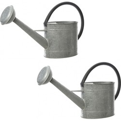 Set van 2x stuks grijze planten/bloemen gieters van zink 5 liter - Gieters