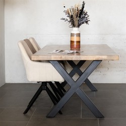 Eettafel Rechthoek 240cm - Naturel Mangohout - X-poot