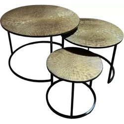 Salontafel Trois - Metaal - Messing - Goud - Rond - Set van 3