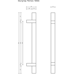 Deurgreep Marloes - staal - 160 mm - Modern - Handgreep - Kastgreep - Ladegreep