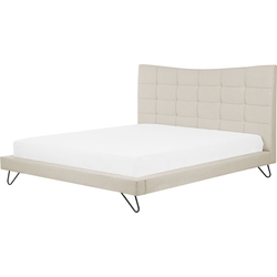 LANNION  - Tweepersoonsbed - Lichtbeige - 160 x 200 cm - Polyester