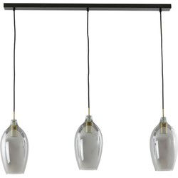 Light & Living - hanglamp - Lukaro - zwart - glas - grote eettafellamp - E27 - 2977627
