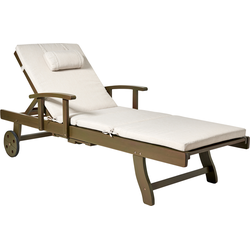 AMANTEA PREMIUM - Tuinligstoel - Bruin/Lichtbeige - Acaciahout