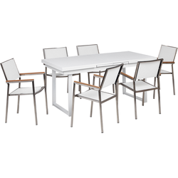 VALCANETTO/GROSSETO - 6-zits Tuinset - Wit - Aluminium