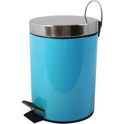 MSV Prullenbak/pedaalemmer - metaal - turquoise blauw - 3 liter - 17 x 25 cm - Badkamer/toilet - Pedaalemmers