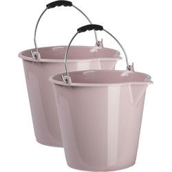 PlasticForte Emmer - 2x stuks - oud roze - 9 liter - schoonmaak emmer - Emmers