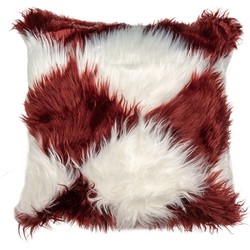 Clayre & Eef Kussenhoes 45x45 cm Wit Rood Polyester Vierkant