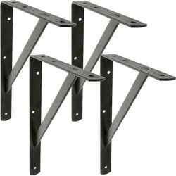 AMIG Plankdrager/planksteun van metaal - 4x - gelakt zwart - H300 x B225 mm - Tot 260 kg - Plankdragers