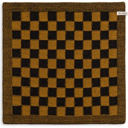 Knit Factory Gebreide Keukendoek - Keukenhanddoek Block - Zwart/Oker - 50x50 cm