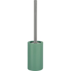 Spirella Luxe Toiletborstel in houder Sienna - salie groen glans - porselein - 42 x 10 cm - met binnenbak - Toiletborstels